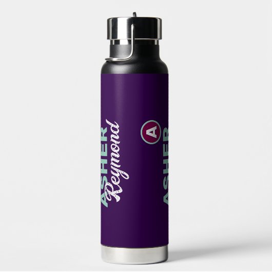 Bouteille d'eau violette foncée avec nom (Évier)