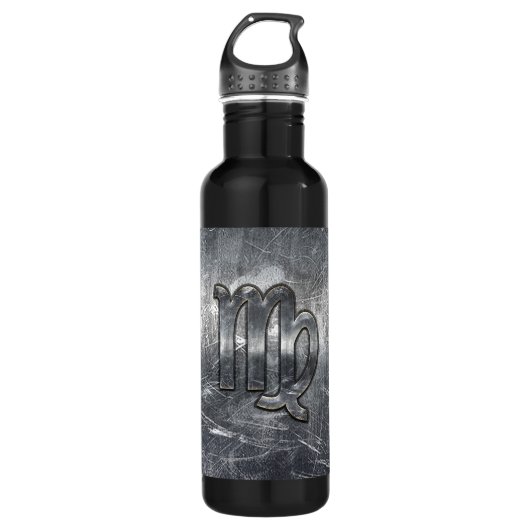 Bouteille D'eau Virgo Zodiac Sign dans Grunge Distressed Style Dec (Devant)