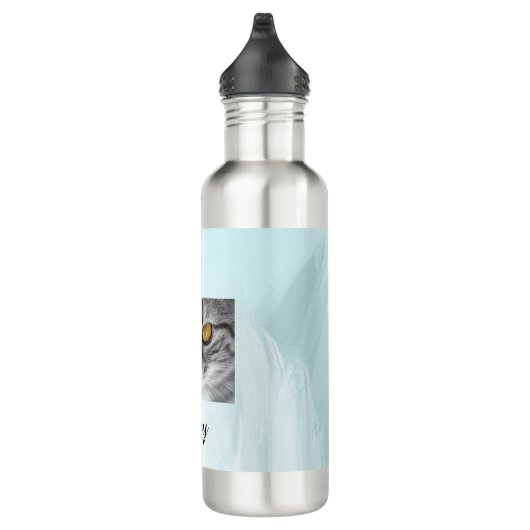 Bouteille D'eau visage de chat sous l'océan bleu (Droite)