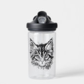 Bouteille D'eau Visage de Kitten noir et blanc (Avant)