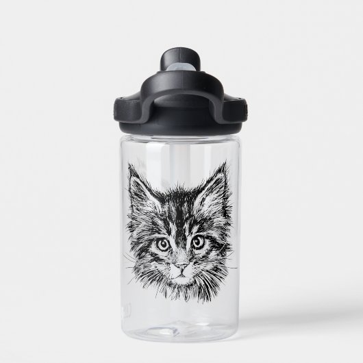 Bouteille D'eau Visage de Kitten noir et blanc (Salle de sport)