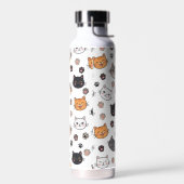 Bouteille D'eau Visages de Chatons Mignons & Empreintes de Pattes (Gauche)