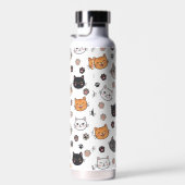 Bouteille D'eau Visages de Chatons Mignons & Empreintes de Pattes (Plage)