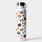 Bouteille D'eau Visages de Chatons Mignons & Empreintes de Pattes (Arrière)