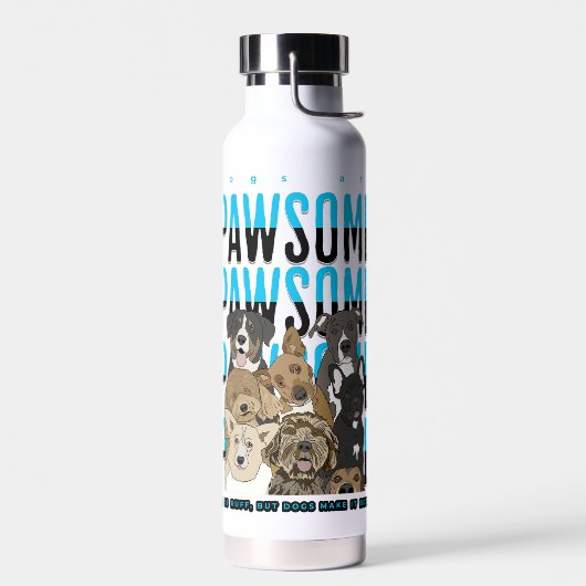 Bouteille D'eau Visages de chien mignons | Pun Amoureux des chiens (Gauche)