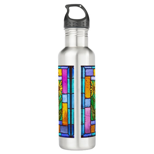 Bouteille D'eau Vitrail Jaune marguerite (Dos)