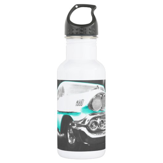 Bouteille D'eau Voiture classique bleu vif à chevy impala 1958 (Devant)