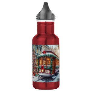 Bouteille D'eau Voiturette de Noël Vintage en Neige