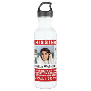 Bouteille D'eau VOS Photos & Texte "PERSONNE MANQUANTE"