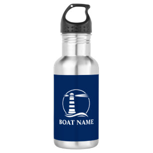 Bouteille D'eau Votre nom de bateau avec le phare nautique
