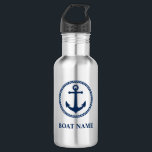 Bouteille D'eau Votre nom de bateau Blue Sea Ancre<br><div class="desc">Votre nom de bateau Blue Sea Ancre Water Bottle</div>