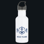 Bouteille D'eau Votre nom de bateau Blue Seahorse Ancre Blanc<br><div class="desc">Votre nom de bateau Blue Seahorse Ancre White Water Bottle</div>