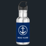 Bouteille D'eau Votre nom de bateau Sea Ancre Blue<br><div class="desc">Votre nom de bateau Sea Ancre Blue Water Bottle</div>
