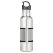 Bouteille D'eau Votre nom et votre monogramme | Gris & Faux Silver (Dos)