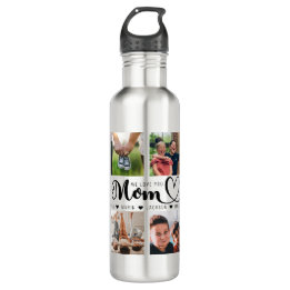 Bouteille D'eau We Love You Mom Script Kids Names Photo Collage