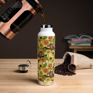 Bouteille D'eau Wens et fleurs sur jaune pâle