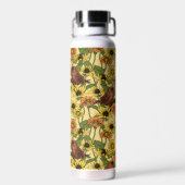 Bouteille D'eau Wens et fleurs sur jaune pâle (Arrière)