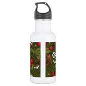 Bouteille D'eau Wens et fraises sur vert foncé (Dos)