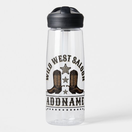 Bouteille D'eau Western Cowboy Boots AJOUTER LE NOM Sheriff Spurs (Avant)