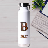 Bouteille d'eau Western Monogram en Cuir Gravé