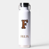Bouteille d'eau Western Monogramme en Cuir Gravé F (Avant)