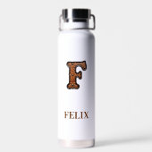 Bouteille d'eau Western Monogramme en Cuir Gravé F (Arrière)