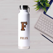 Bouteille d'eau Western Monogramme en Cuir Gravé F