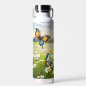 Bouteille D'eau Whimsical Blue Orange Butterflies in Daisy Meadow (Avant)