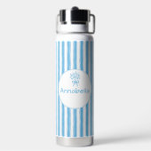 Bouteille D'eau Whimsical Blue White Stripe Preppy Monogram (Arrière)