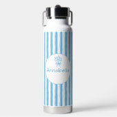 Bouteille D'eau Whimsical Blue White Stripe Preppy Monogram (Salle de sport)