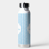 Bouteille D'eau Whimsical Blue White Stripe Preppy Monogram (Gym)
