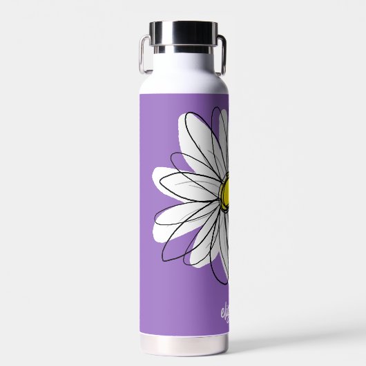 Bouteille D'eau Whimsical Daisy - orchidée - nom de script tendanc (Avant)