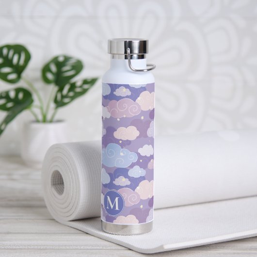 Bouteille D'eau Whimsical Pastel Clouds et étoiles Motif (Yoga)