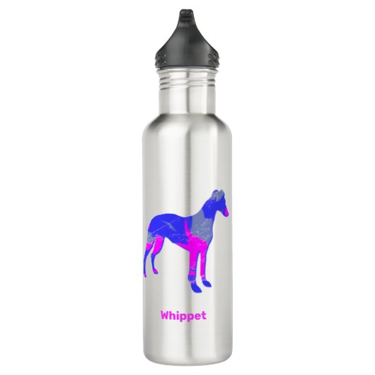 Bouteille D'eau Whippet / Chien gris italien rose & bleu (Droite)