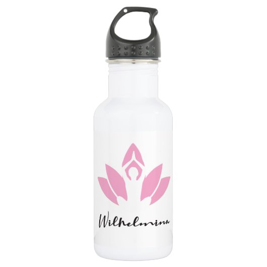 Bouteille D'eau Wilhelmina. lotus W, yoga pose script moderne (Devant)