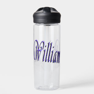 Bouteille D'eau William Nom Dans Blue Sparkle,