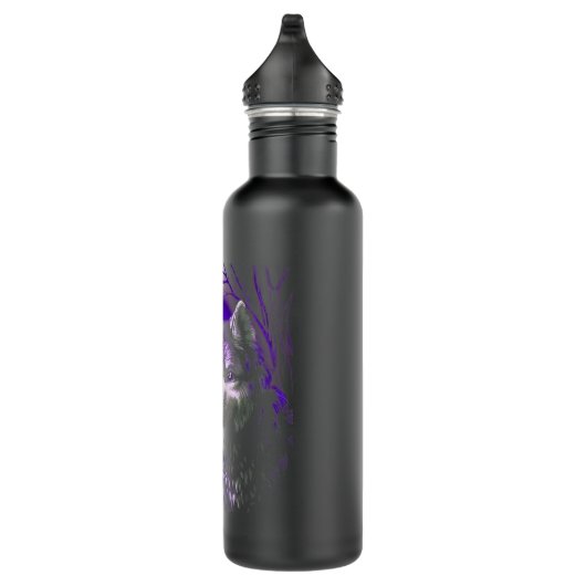 Bouteille D'eau Wolf Cool Wolfs Forêt Arbre Lune (Droite)