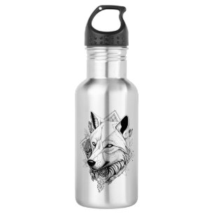 Bouteille D'eau Wolf Wild Animal Nature Illustration Art tatouage
