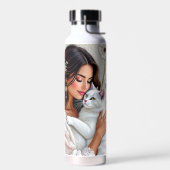 Bouteille D'eau Woman and White Cat and Dandelions (Gauche)