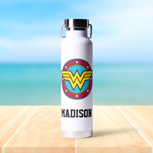Bouteille D'eau Wonder Woman | Cercle | Ajouter Votre Nom