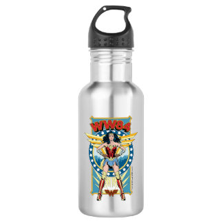 Bouteille D'eau WW84 | Retro Comic Wonder Woman Badge de caractère