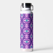Bouteille D'eau Yeux Bleus Quirky Dans Motif Mystique Violet (Arrière)
