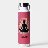 Bouteille D'eau Yoga pose swirls pink name (Avant)