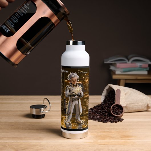 Bouteille D'eau Ytterbium (Yb) – Collection ATOMIVRA™ (Café (pivoté))