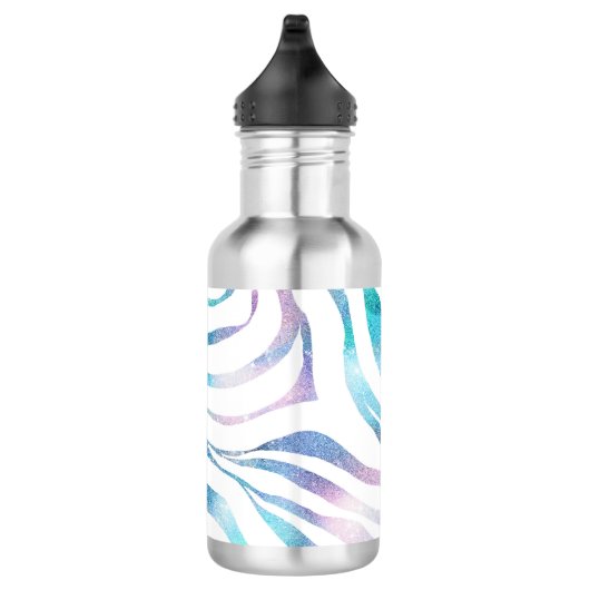 Bouteille D'eau Zebra moderne Imprimer Glam Bleu Violet Parties sc (Droite)