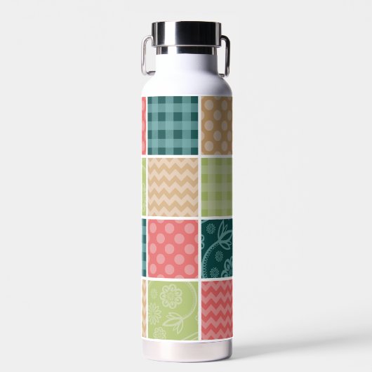 Bouteille D'eau Zigzag, Chevron, En vichy, Pois, Patchwork (Avant)