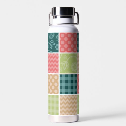 Bouteille D'eau Zigzag, Chevron, En vichy, Pois, Patchwork (Arrière)