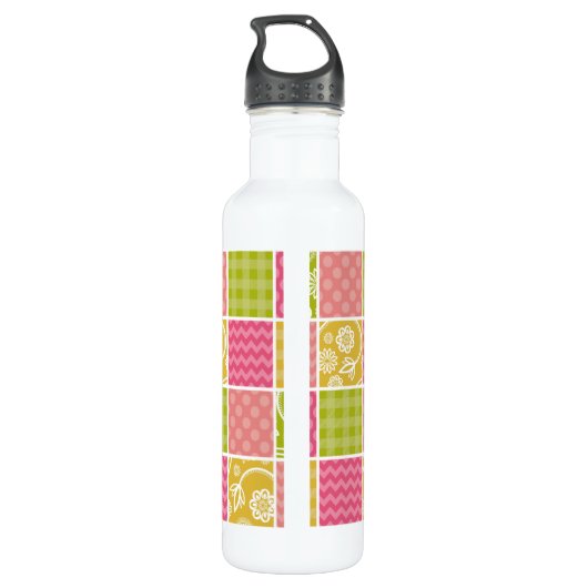 Bouteille D'eau Zigzag, Chevron, Pois, En vichy, Patchwork (Dos)