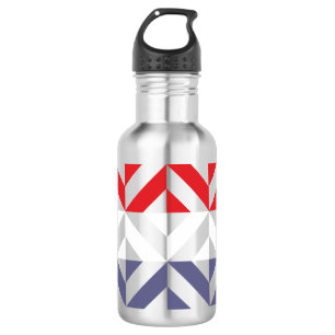 Bouteille D'eau ZigZag géométrique rouge blanc et bleu