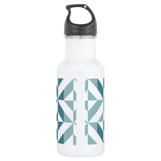 Bouteille D'eau ZigZag géométrique vert turquoise à deux tons (Dos)